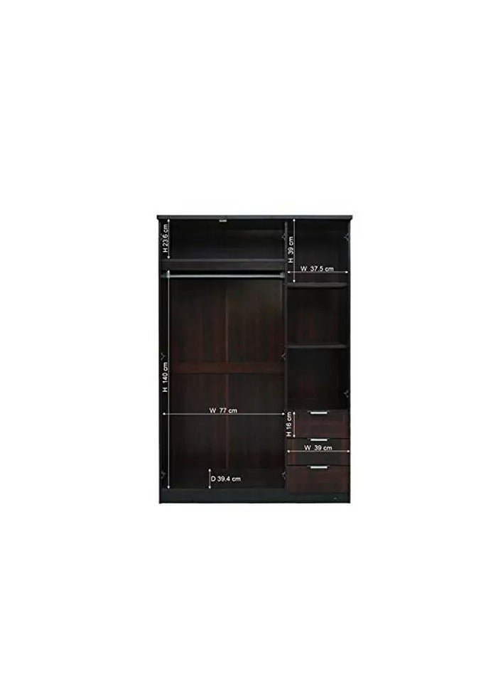 جالاكسي ديزاين خزانة ملابس بثلاثة أبواب من جالاكسي ديزاين بوري – لون بني - Image 3