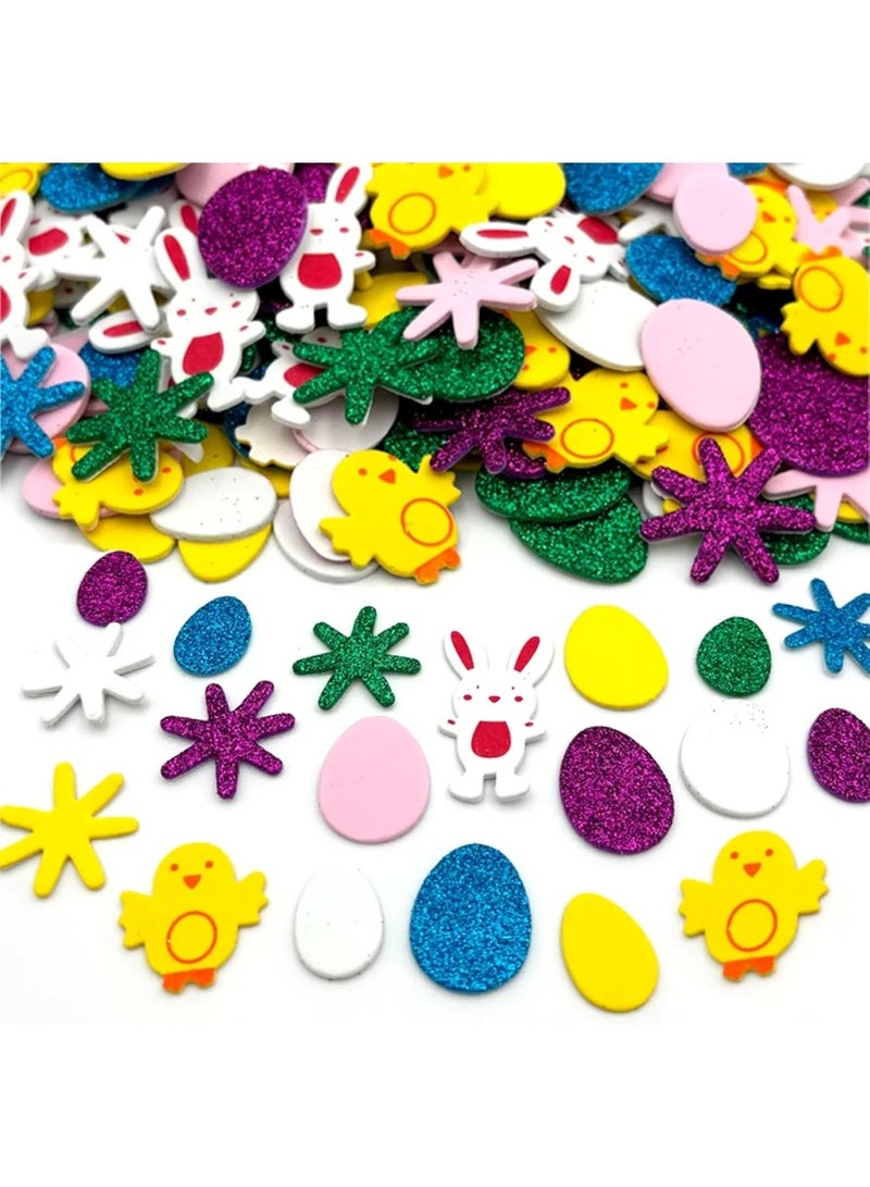 150 pcs foam sticker for easter spring bunny flowers eggs self adhesive with glitters art crafts card gifts supplies