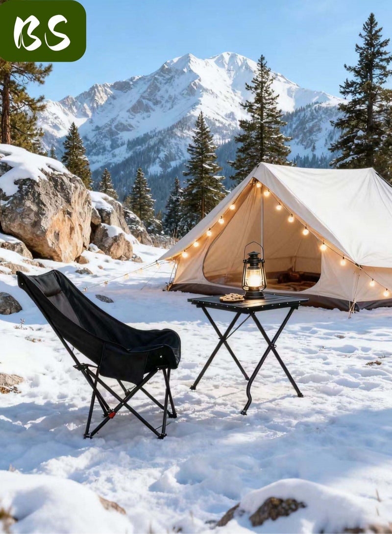 BS Folding Portable Camping Chair | 240kg Load Capacity Camping Chair | Three-Stage Adjustable Heavy-Duty Steel Folding Portable Chair | High-Back Moon Camping Chair | Side Pockets with Pillow and Lumbar Support - Image 2