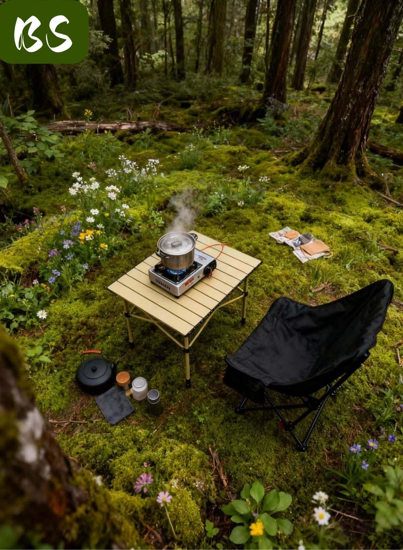 BS Folding Portable Camping Chair | 240kg Load Capacity Camping Chair | Three-Stage Adjustable Heavy-Duty Steel Folding Portable Chair | High-Back Moon Camping Chair | Side Pockets with Pillow and Lumbar Support - Image 3