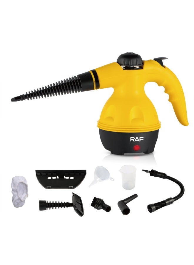 RAF Portable Handheld Steam Cleaner R-1028 1000W Multifunctional High Temperature Pressurized Steam Cleaning Machine with 9PCS Accessory for Kitchen Sofa Bathroom Car Window,2 Nylon and 1 Copper Brush - Image 1