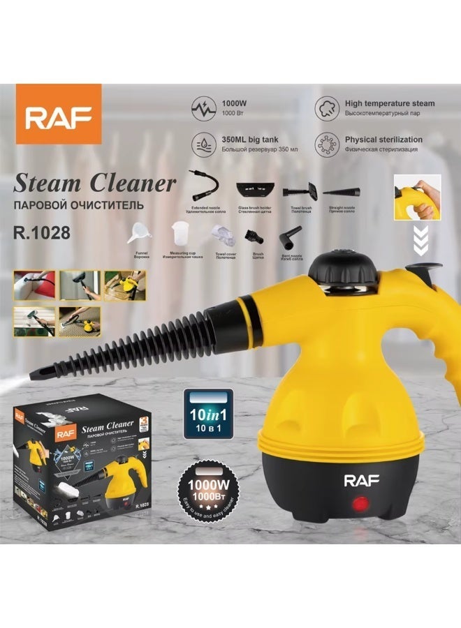 RAF Portable Handheld Steam Cleaner R-1028 1000W Multifunctional High Temperature Pressurized Steam Cleaning Machine with 9PCS Accessory for Kitchen Sofa Bathroom Car Window,2 Nylon and 1 Copper Brush - Image 2