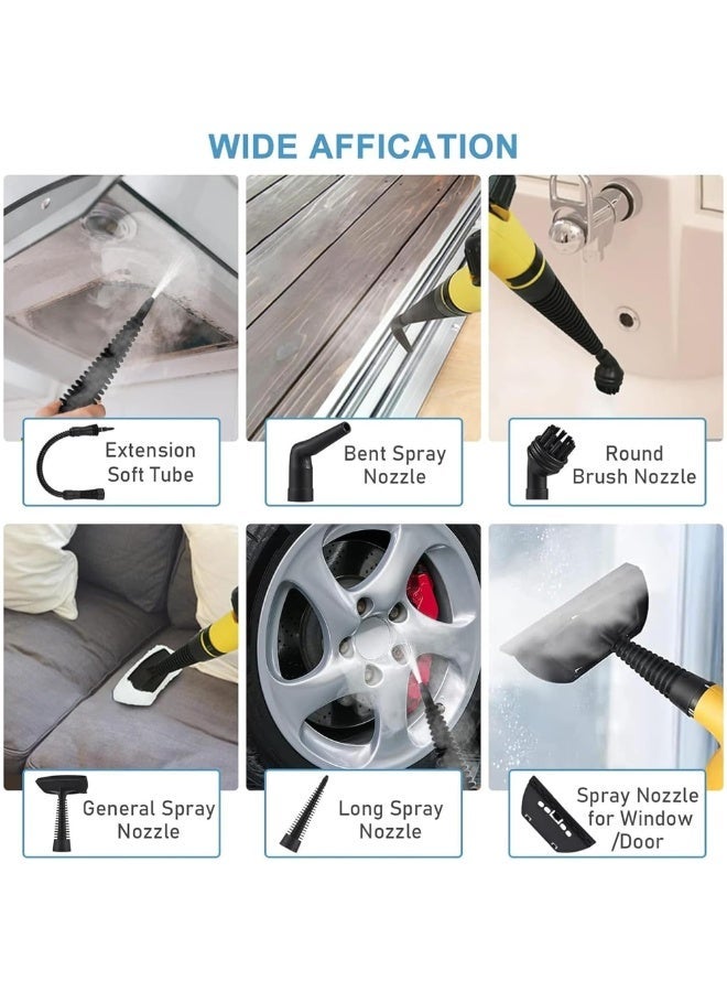 RAF Portable Handheld Steam Cleaner R-1028 1000W Multifunctional High Temperature Pressurized Steam Cleaning Machine with 9PCS Accessory for Kitchen Sofa Bathroom Car Window,2 Nylon and 1 Copper Brush - Image 4