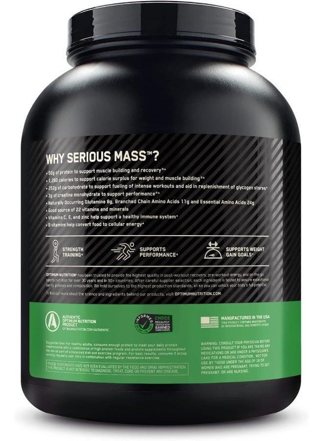 أوبتيموم نيوتريشن مسحوق سيريس ماس عالي البروتين والسعرات الحرارية  - 6 رطلات (بنكهة الشكولاتة) غني بالفيتامينات والمعادن - Image 4