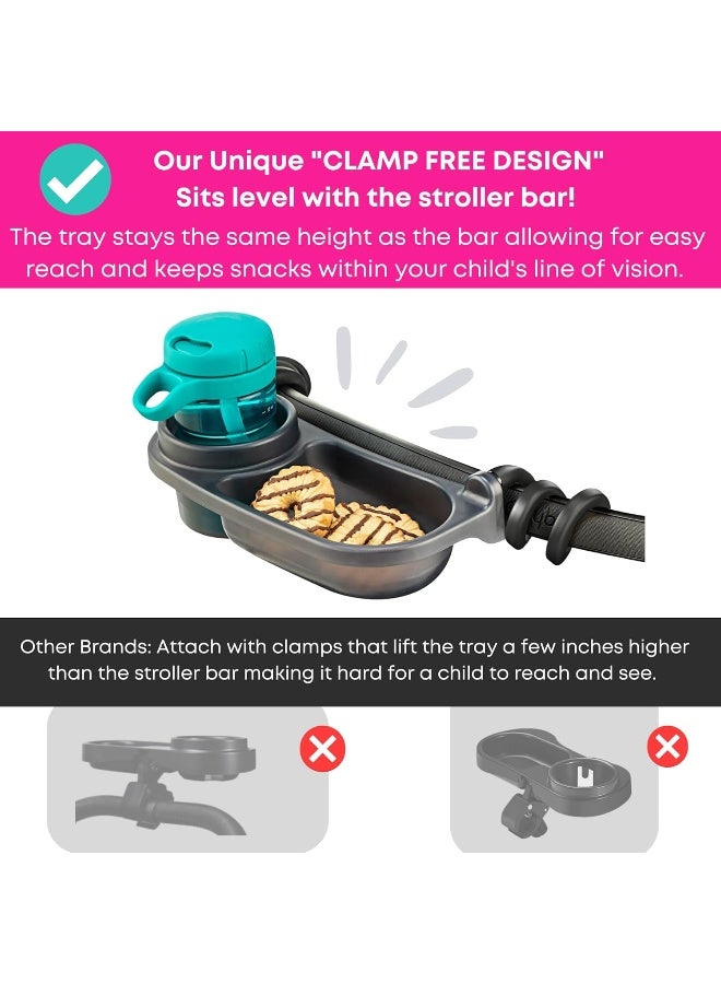 Swanoo Universal Stroller Snack Tray | Compatible with Nuna | Stroller Cup Holder | Silicone Arms Grip Bumper Bar | Stroller Tray Attachment with Cups Holder for Baby Toddler | Stroller Accessories - Image 5