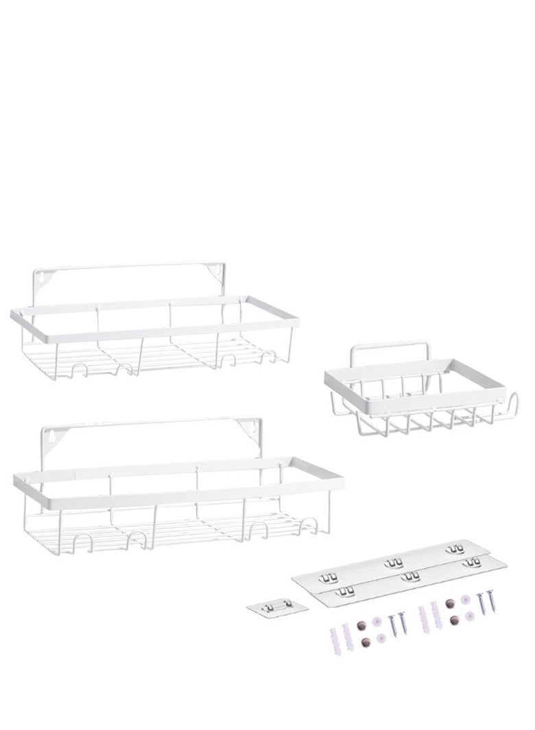 ميكسد 4 قطعة دش حامل ل الفولاذ المقاوم للصدأ دش السيارة ، مع الوزن 40 رطل - مانع االصدأ حمام دش تخزين مربع ل ذاتية اللصق حمام التشطيب - مقاومة للماء ودائم