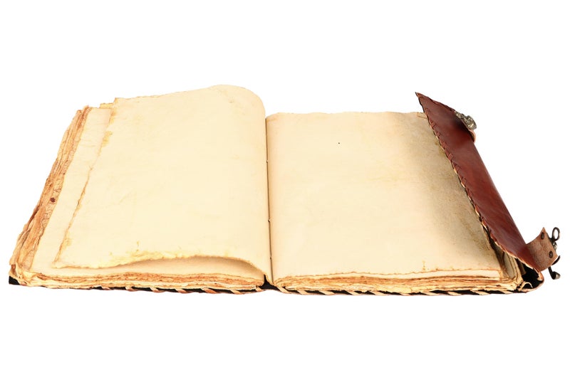 TUZECH Cutomizable Hocus Pocus Book of Spells Leather Journal Third Eye Deckle Edge Paper Grimoire Journal Vintage Book of Shadows Seven Chakra Antique Spell Book Lock Clasp Notebook Witch (10 x 13 - Image 5