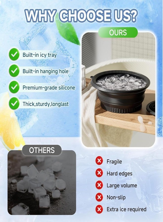 Face Bowl for Ice with Built-In Ice Tray,Facial Ice Bath Bowl, Portable Foldable Facial Plunge Bowl, Collapsible for Face Ice Bath Home & Travel (PACK OF 1) (1PIS+BLACK+FACE+BOWL)/3120 - Image 3