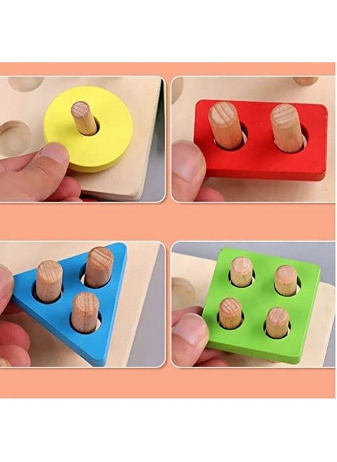 2 In 1 Wooden Blocks Puzzle Sorting And Stacking Socket Fishing Pole Game Play Set Early Education Learning Toy For Kids (4 Shape Sorter With 5 Magnetic Fish) Dm32