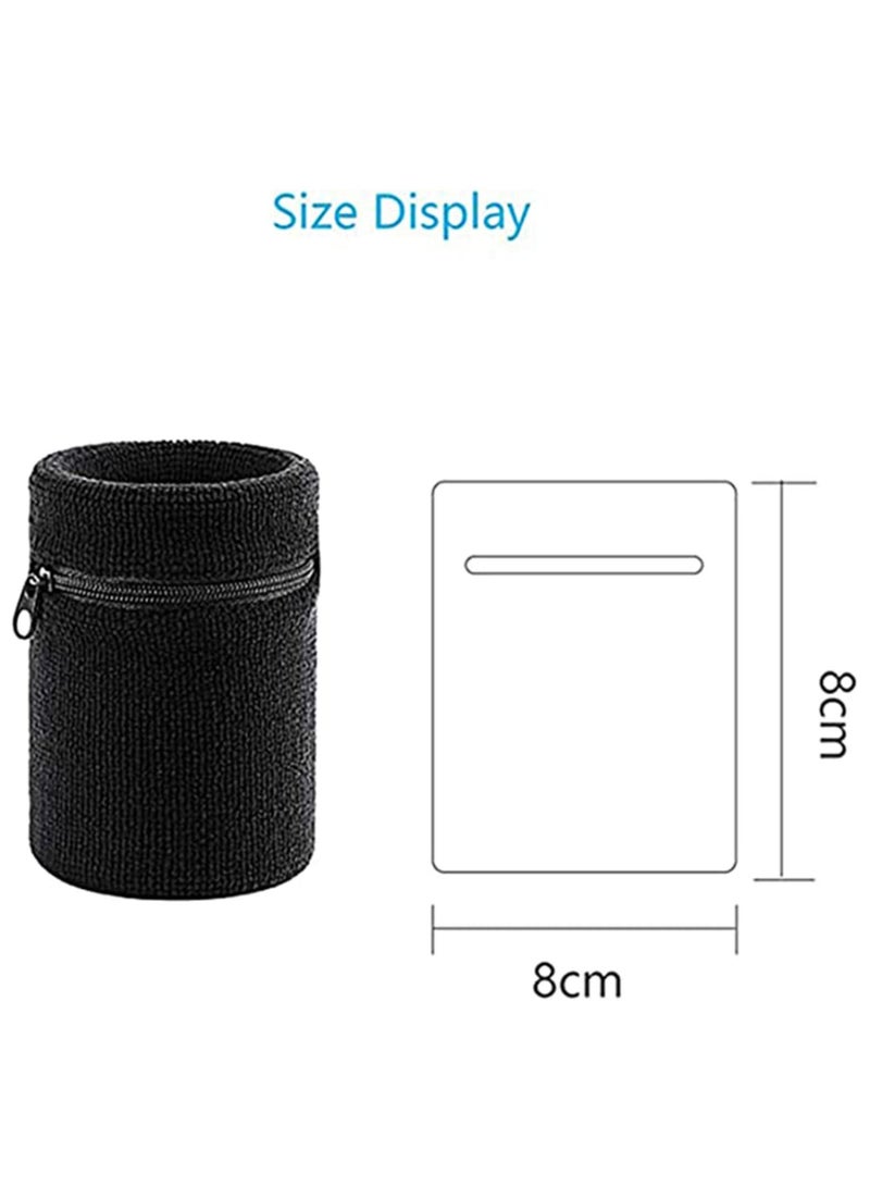 Y&D Zipper Sports Wristband Exercise Gym Sweatband Wristband Wrist Wallet Pouch with Pocket for Outdoor Walking HikingSports Running Travel 4Pcs Black  - Image 5