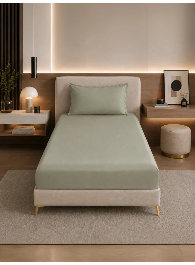 Donetella Bedding Fitted Sheet - Fits 120x200 Cm Bed For Twin Bed 2 Pcs (1 Fitted Sheet and 1 Pillowcase) - 30 Cm Deep Pocket - Solid Bed Sheet