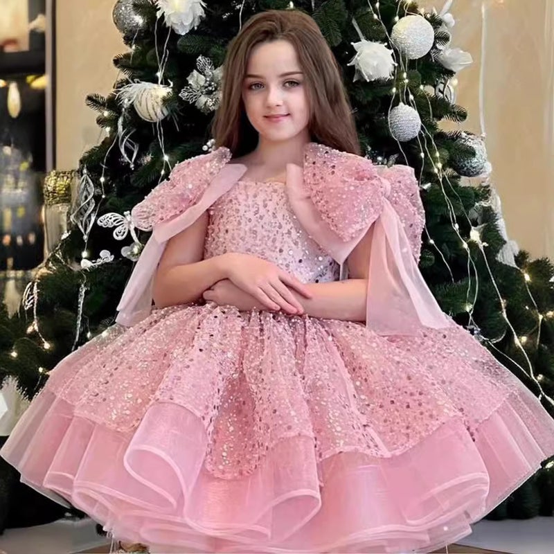 فستان بنت عمرها سنة واحدة 2026 فستان أميرة لامع جديد لأداء عرض الأزياء - Image 2