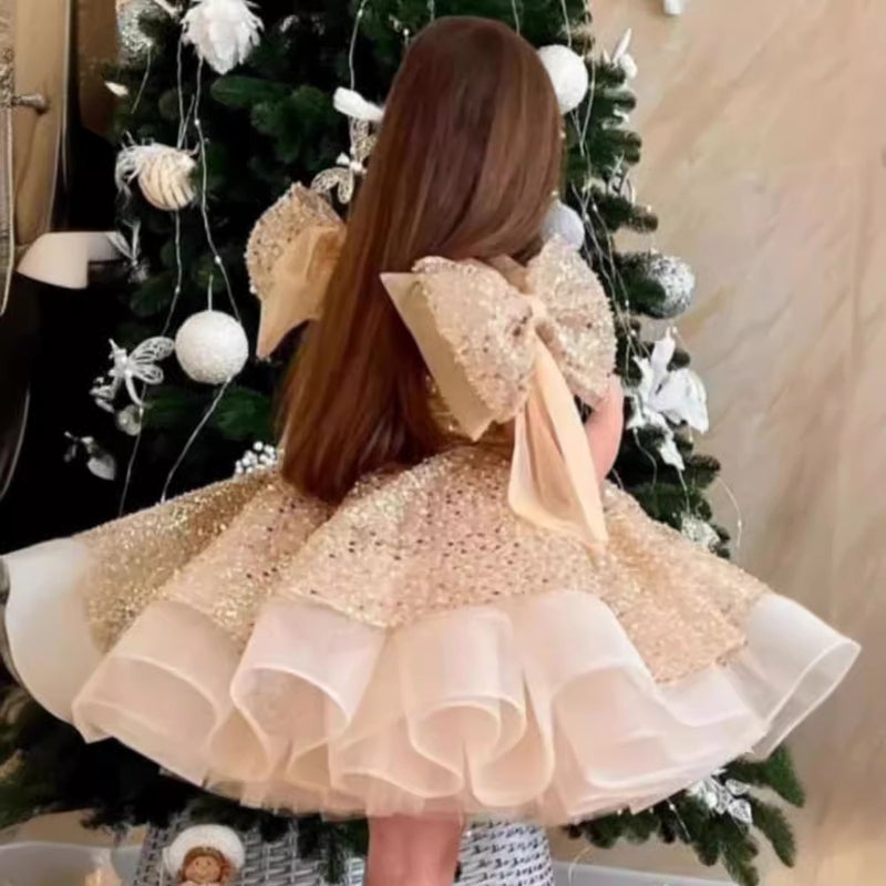 فستان بنت عمرها سنة واحدة 2026 فستان أميرة لامع جديد لأداء عرض الأزياء - Image 5