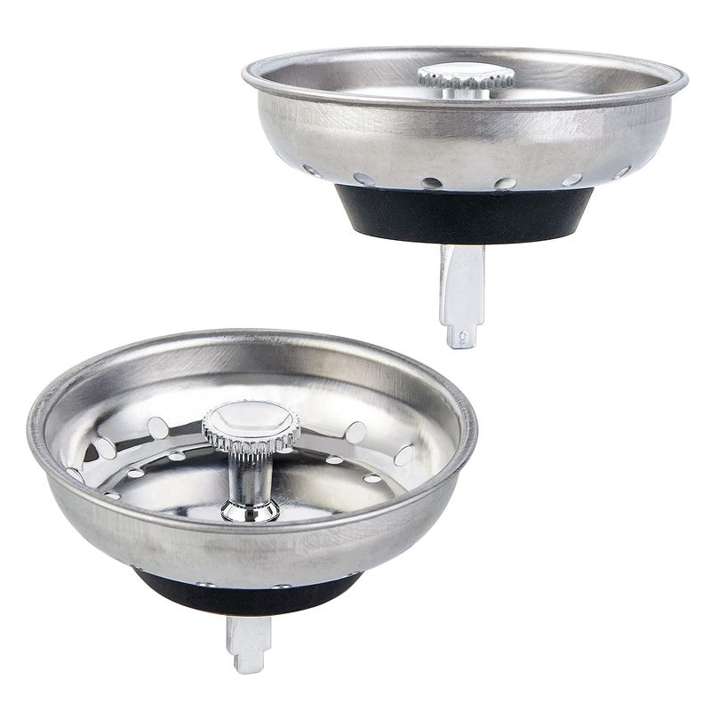 CORNERJOY 2 PCS Kitchen Sink Strainer and Stopper Combo Basket Replacement for Standard 312 inch DrainStainless Steel Basket with Rubber Stopper Bottom