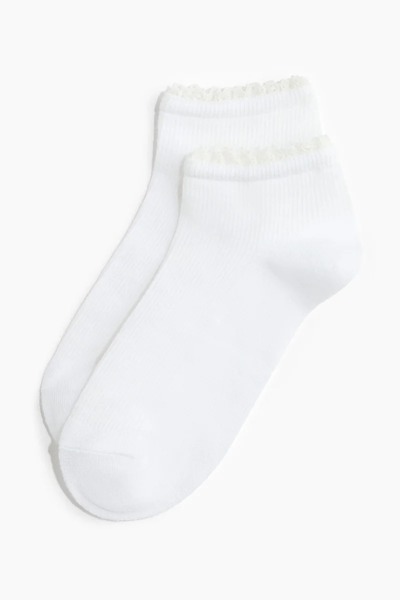 H&M 2-pack lace-trimmed shaftless socks