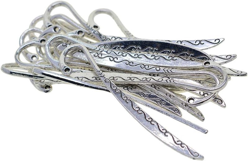 klarako 20x Silver Tone Classic Metal Hook Bookmark Bookmarks for Beading Book Marks Alloy Bookmakers for Books Women Kids Crafting DIY Jewelry Pendant - Image 2