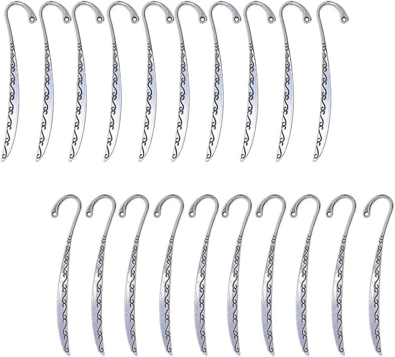 klarako 20x Silver Tone Classic Metal Hook Bookmark Bookmarks for Beading Book Marks Alloy Bookmakers for Books Women Kids Crafting DIY Jewelry Pendant - Image 3