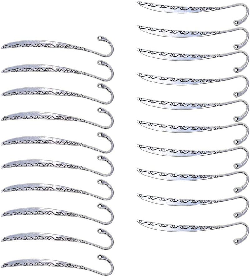 klarako 20x Silver Tone Classic Metal Hook Bookmark Bookmarks for Beading Book Marks Alloy Bookmakers for Books Women Kids Crafting DIY Jewelry Pendant - Image 1