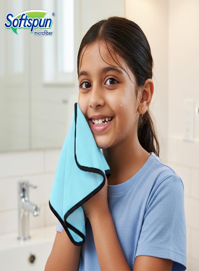 SOFTSPUN Microfiber Baby Hand & Face Wipes 280 GSM 20x30 Cms 4 Piece Towel Set Light Sky Blue! Super Soft & Comfortable for Newborn Baby and Kids Quick Drying Ultra Absorbent in Small Size. - Image 2