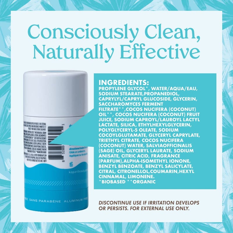 Kopari Kopari Aluminum Free Coconut Deodorant, Non Toxic & Clean Plant-Based, No Aluminum, Parabens or Baking Soda, Long Lasting Protection, Beach 2 Pack - Image 3