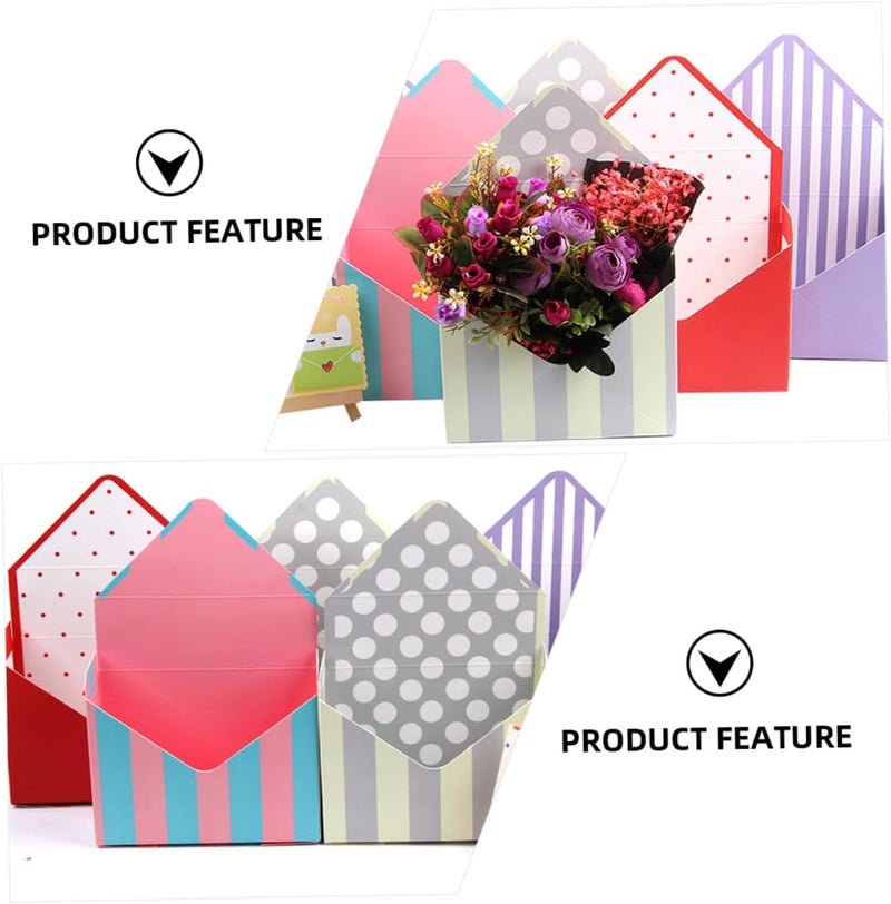 GALPADA Envelope Flower Box Set 5 Pcs Folding Flower Packing Boxes Bouquet Wrapper Paper for Packaging and Store Display - Image 2