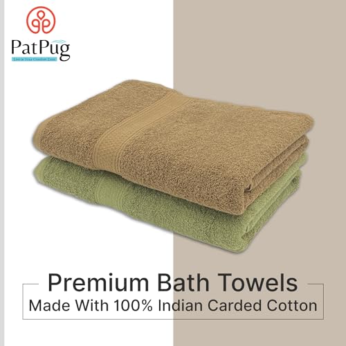 PatPug 100% Indian Ultra Soft Cotton 500 GSM Highly Absorbent, Fade Resistant, Quick Drying Large Bath Towel (Sepia Brown and Olive Green) - Image 3