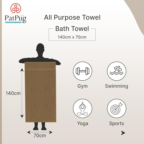 PatPug 100% Indian Ultra Soft Cotton 500 GSM Highly Absorbent, Fade Resistant, Quick Drying Large Bath Towel (Sepia Brown and Olive Green) - Image 4