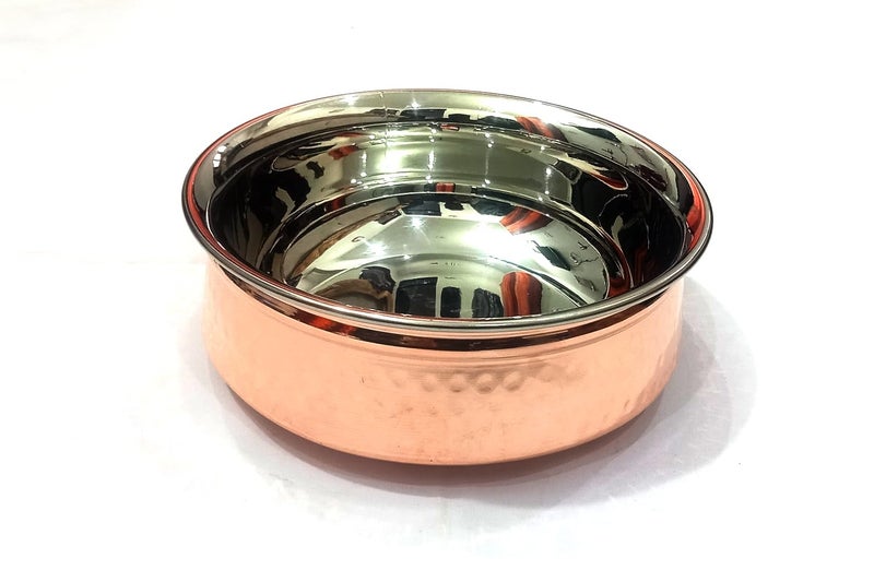 Export Quality Steel Copper Sauce Pot Handi Bowl – 500 ML | Traditional Indian Cookware  - Image 1