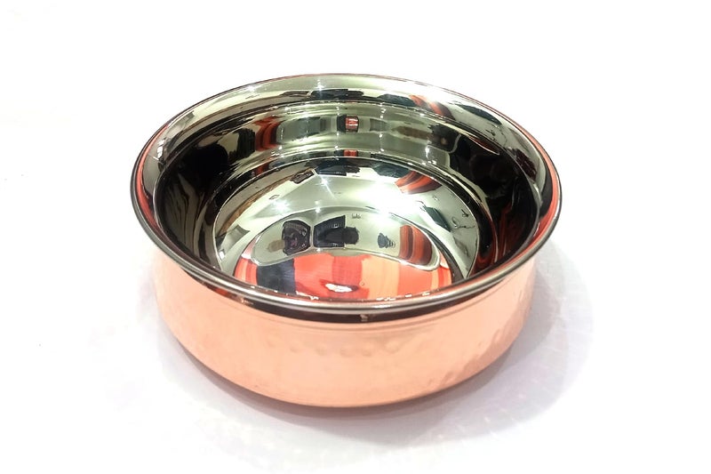 Export Quality Steel Copper Sauce Pot Handi Bowl – 500 ML | Traditional Indian Cookware  - Image 2
