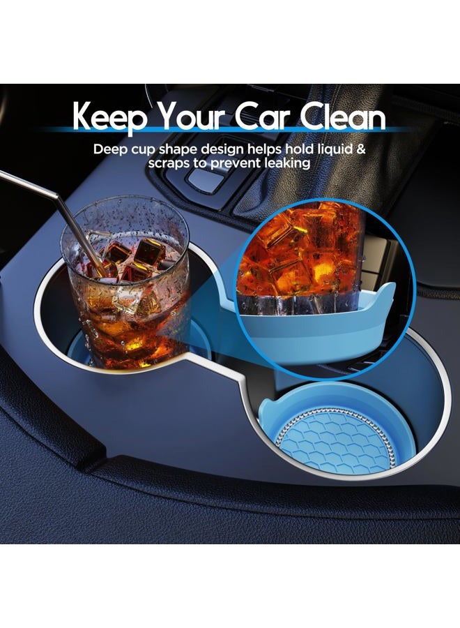 Amooca Car Cup Coaster Universal Non-Slip Cup Holders Bling Crystal Rhinestone Car Interior Accessories 2 Pack Light Blue - Image 2