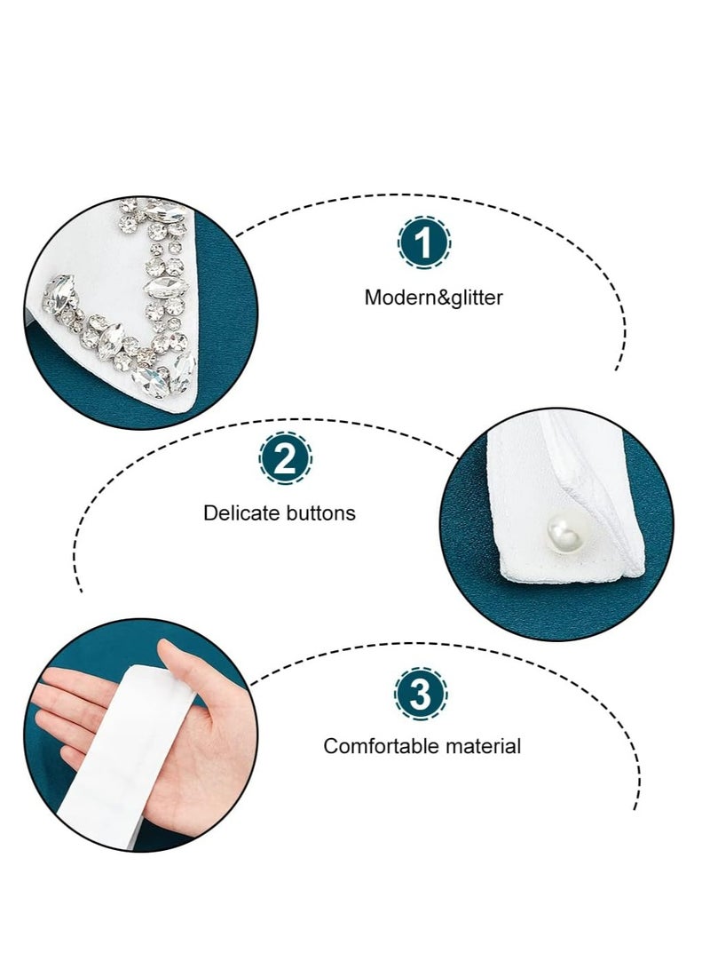 أوزيغالور 2 قطعة ياقات زائفة من حجر الراين، ياقات نصف قميص من الكريستال قابلة للفصل للنساء - Image 3