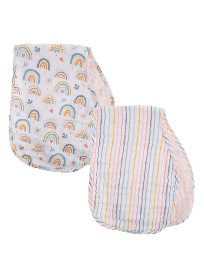 Stephen Joseph, Muslin Baby Burp Cloths, 2-Pack 100% Cotton, Burp Cloth for Baby Boys and Girls, Rainbow - Image 1