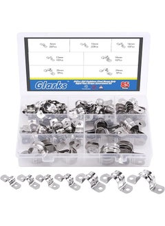Glarks Glarks 85Pcs Pipe Strap Clamp Set M8 M10 M12 M14 M16 M20 M25 304 Stainless Steel Two Hole Strap Heavy Duty Rigid Pipe Strap U Bracket Tube Strap Assortment Kit For Pipe Tube Fixing  - Image 1
