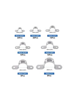 Glarks Glarks 85Pcs Pipe Strap Clamp Set M8 M10 M12 M14 M16 M20 M25 304 Stainless Steel Two Hole Strap Heavy Duty Rigid Pipe Strap U Bracket Tube Strap Assortment Kit For Pipe Tube Fixing  - Image 3