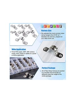 Glarks Glarks 85Pcs Pipe Strap Clamp Set M8 M10 M12 M14 M16 M20 M25 304 Stainless Steel Two Hole Strap Heavy Duty Rigid Pipe Strap U Bracket Tube Strap Assortment Kit For Pipe Tube Fixing  - Image 5