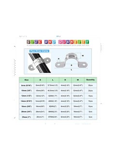 Glarks Glarks 85Pcs Pipe Strap Clamp Set M8 M10 M12 M14 M16 M20 M25 304 Stainless Steel Two Hole Strap Heavy Duty Rigid Pipe Strap U Bracket Tube Strap Assortment Kit For Pipe Tube Fixing  - Image 2