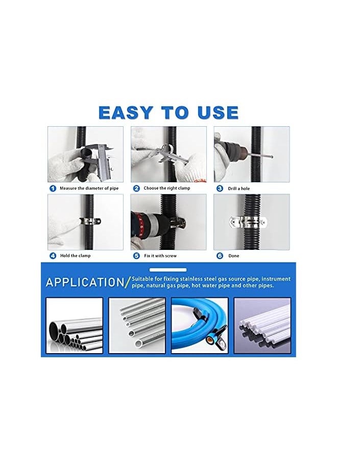 Glarks - Glarks 85Pcs Pipe Strap Clamp Set M8 M10 M12 M14 M16 M20 M25 304 Stainless Steel Two Hole Strap Heavy Duty Rigid Pipe Strap U Bracket Tube Strap Assortment Kit For Pipe Tube Fixing - Image 1