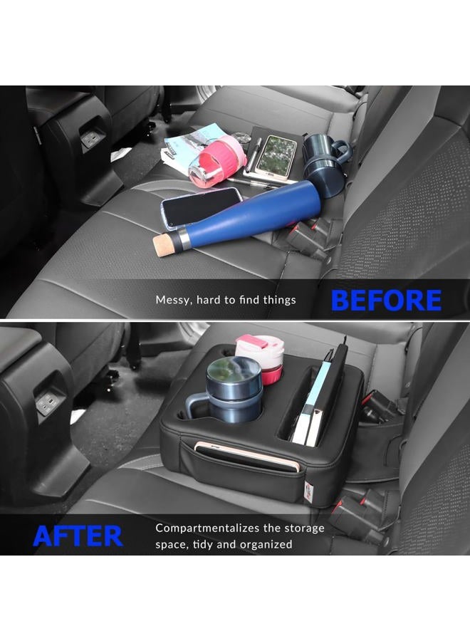 MARCHFA Car Seat Organizer - Black Universal Car Backseat Accessories with 2 Cup Holders - Image 2