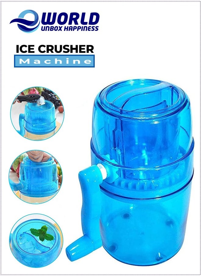 Eworld - Portable Manual Ice Shaver and Snow Cone Maker in Vibrant Blue, Ultimate Kitchen Tool for Making Refreshing Slushies and Snow Cones for Effortless Summer Coolness. - Image 1