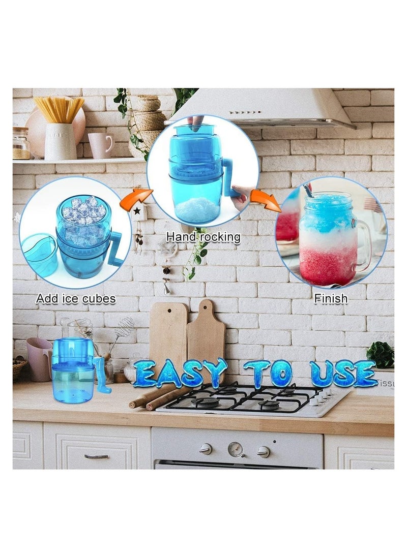 Eworld - Portable Manual Ice Shaver and Snow Cone Maker in Vibrant Blue, Ultimate Kitchen Tool for Making Refreshing Slushies and Snow Cones for Effortless Summer Coolness. - Image 1