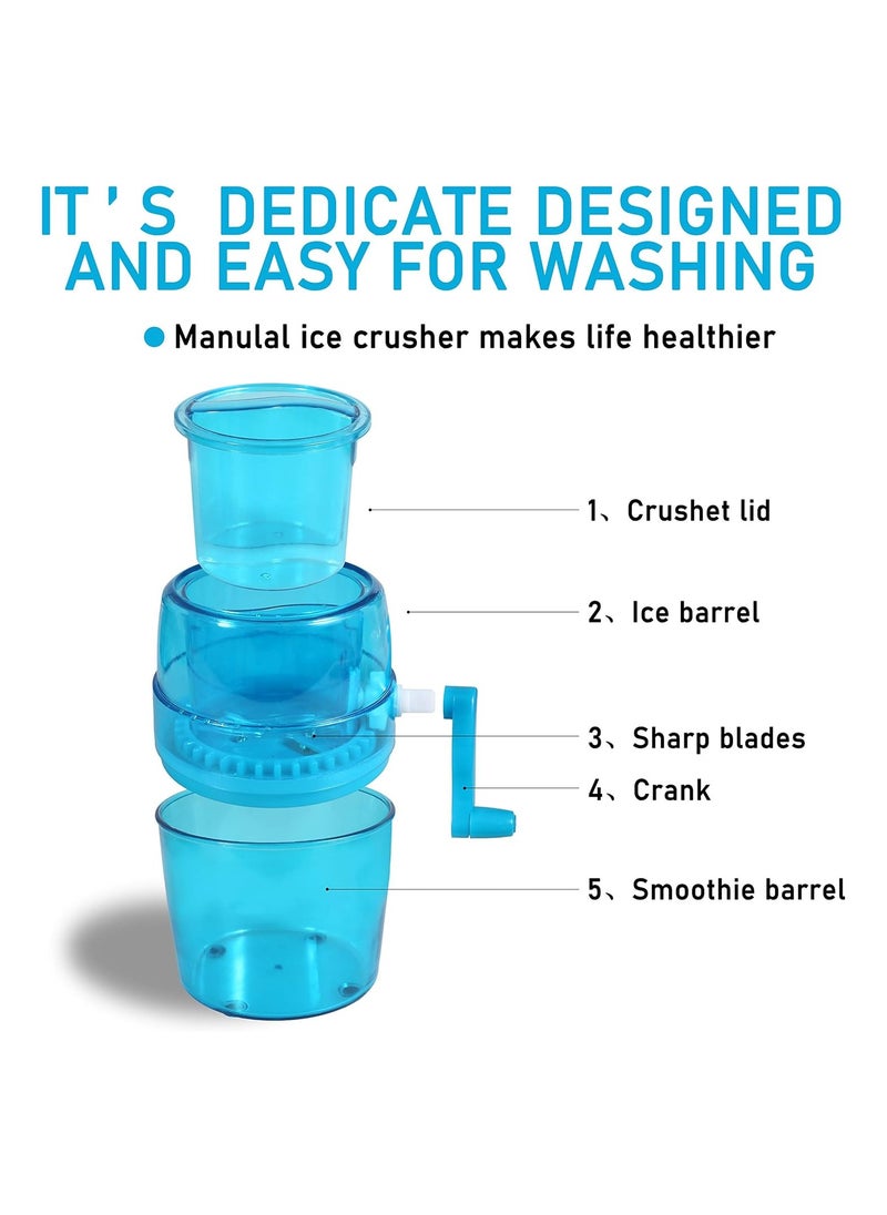 Eworld - Portable Manual Ice Shaver and Snow Cone Maker in Vibrant Blue, Ultimate Kitchen Tool for Making Refreshing Slushies and Snow Cones for Effortless Summer Coolness. - Image 1