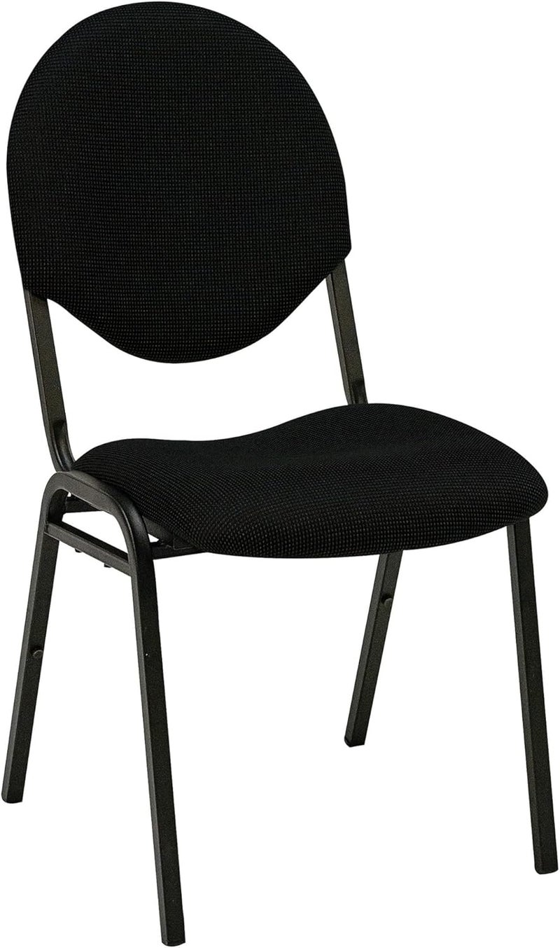 Realspace Banquet Padded Fabric Seat Fabric Back Stacking Chair 17 910 Seat Width Black SeatBlack Frame Quantity 1 - Image 1