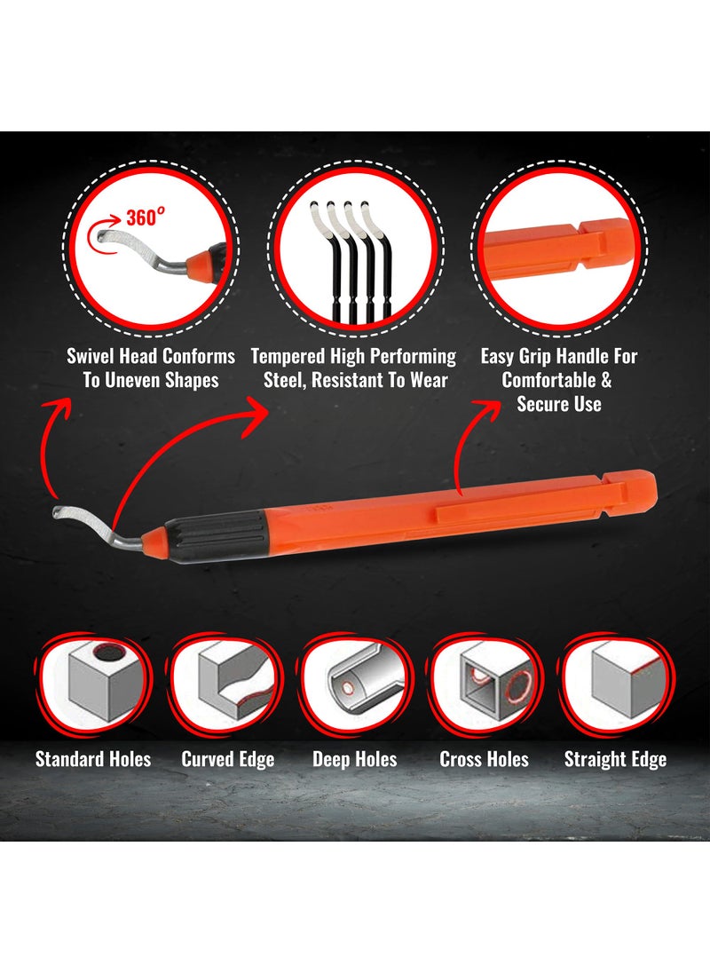 AFA Tooling Approved for Automotive AFA Tooling - Deburring Tool with 10 Extra High Speed Steel Swivel Blades - Works on Metal, Resin, PVC Pipes, Copper, Plastic and 3D Printed Edges - Plumbing & 3D Printing Burr Removal Reamer Tool  - Image 3