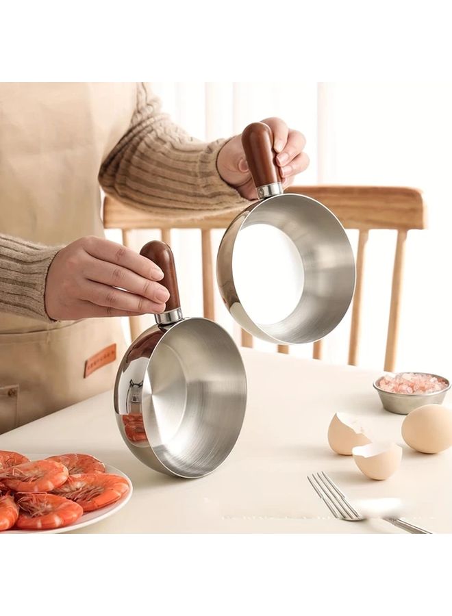 201 Stainless Steel Mini Pot With Walnut Handle For Noodles Frying - Image 4