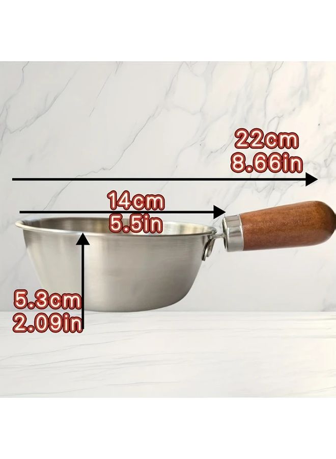 201 Stainless Steel Mini Pot With Walnut Handle For Noodles Frying - Image 5