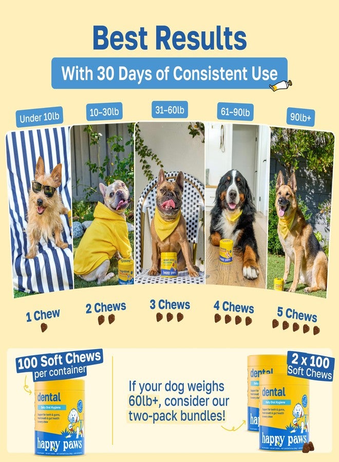 Happy Paws Dental Soft Chew, Dog Breath Freshener & Teeth Cleaning Treats, Oral Care Support for All Breeds, Sizes & Ages, Natural Spearmint Flavor, Organic & Non GMO (100 Chews) - Image 5