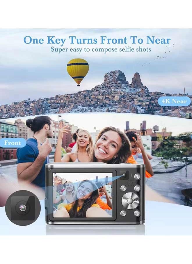 IqwiCam Digital Camera, FHD 4K Vlogging Camera with Dual Lens, 48MP 16X Digital Zoom with 64GB SD, Autofocus Digital Point and Shoot Camera with 2.8" IPS Screen, Compact Travel Video Camera for Teens Adult Beginner  - Image 5