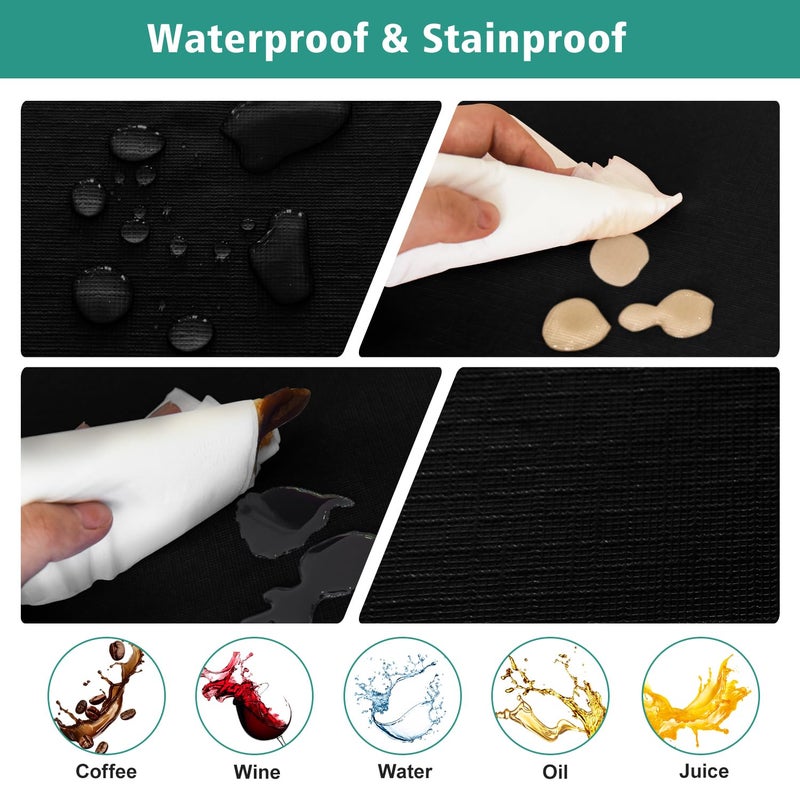 LUSHVIDA 2 Packs Vinyl Card Tablecloth with Flannel Backing 36x36 inch - Waterproof Plastic Picnic Table Cover for Square Folding Table Cloth with Elastic Corners, Black - Image 4
