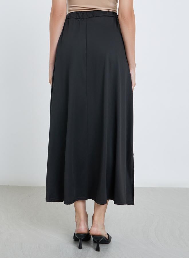 ستايلي تنورة ميدي سادة بتفاصيل أربطة - Image 4