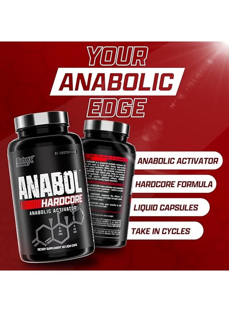 Nutrex Research Anabol Hardcore Anabolic Activator 60 Liqui-Caps Gym Performance Supplement - Image 3